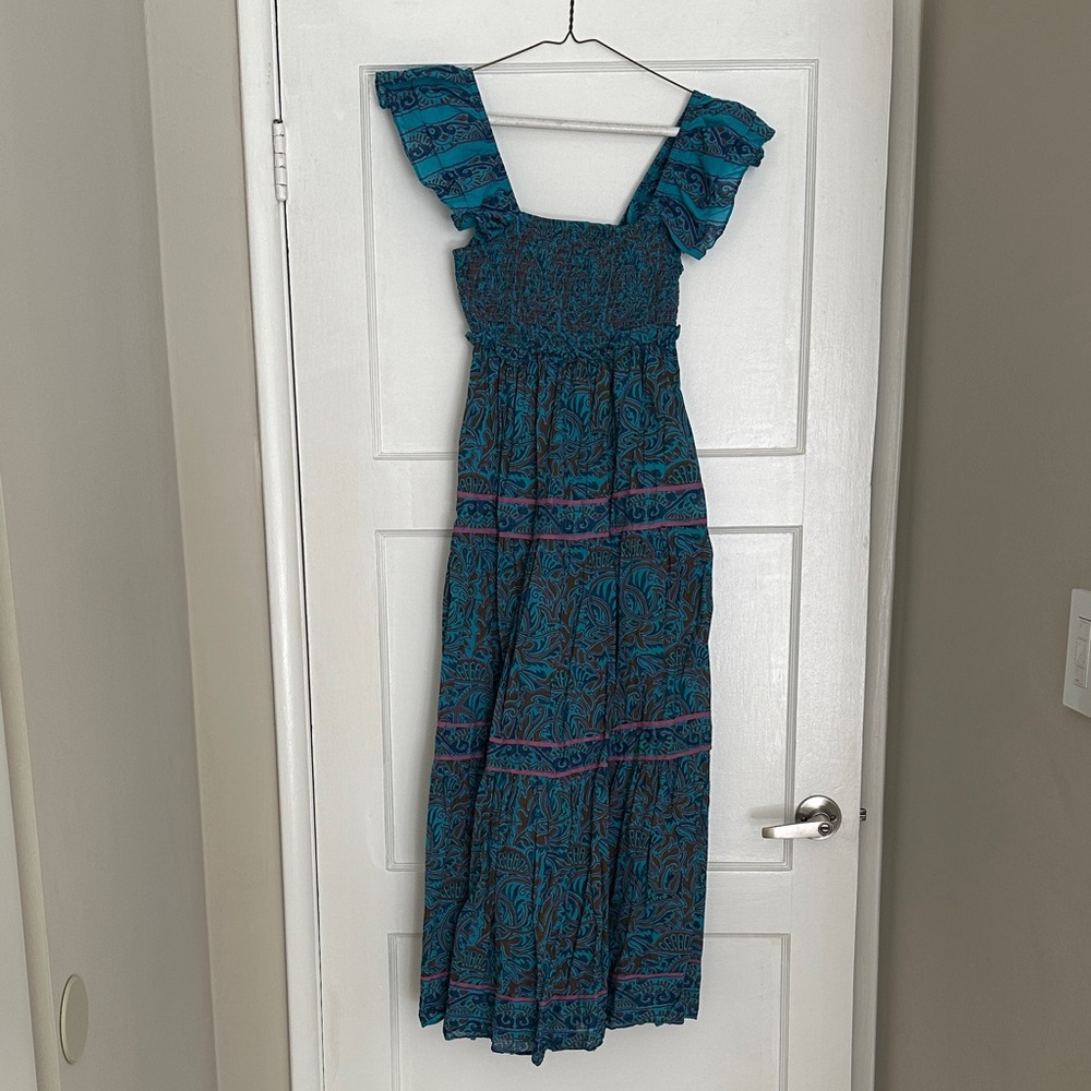 Cleobella Teal and Black Maxi Dress